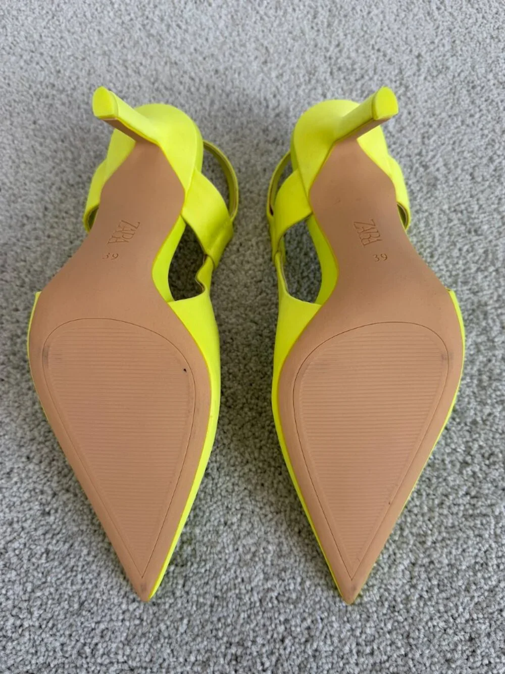 Zara Neon Pointed Toe Slingback Heels - Picture 3 of 5